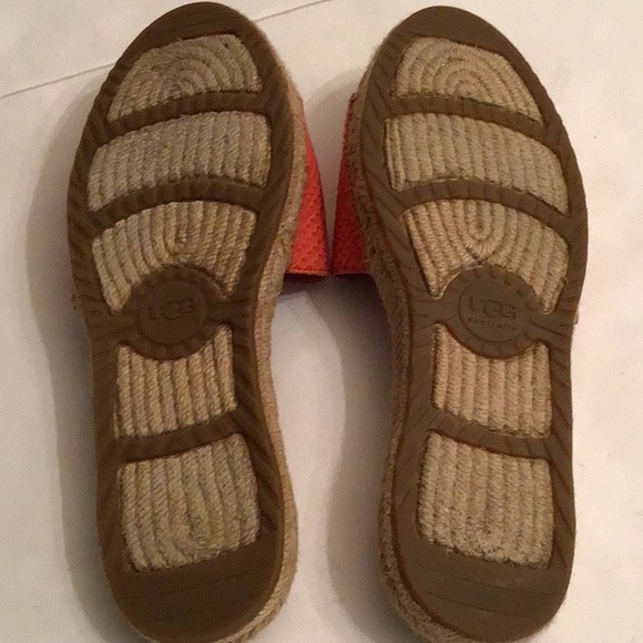 UGG  CHERRY EXOTIC ORANGE LEATHER ESPADRILLE SLIDES SZ 8 - Picture 7 of 10